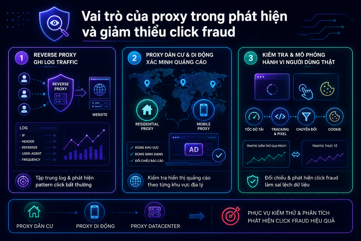 Vai tr&ograve; của proxy trong ph&aacute;t hiện v&agrave; giảm thiểu click fraud
